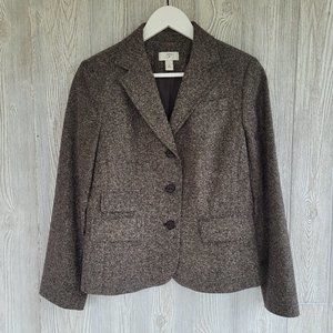 Loft Brown Tweed Three-Button Blazer